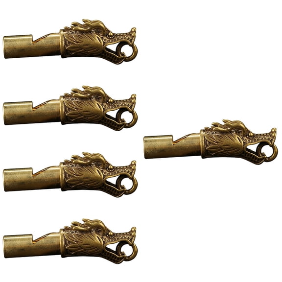 5pcs Dog Whistle Dragon Head Shape Survival Whistle Brass Referee Hiking Whistle
