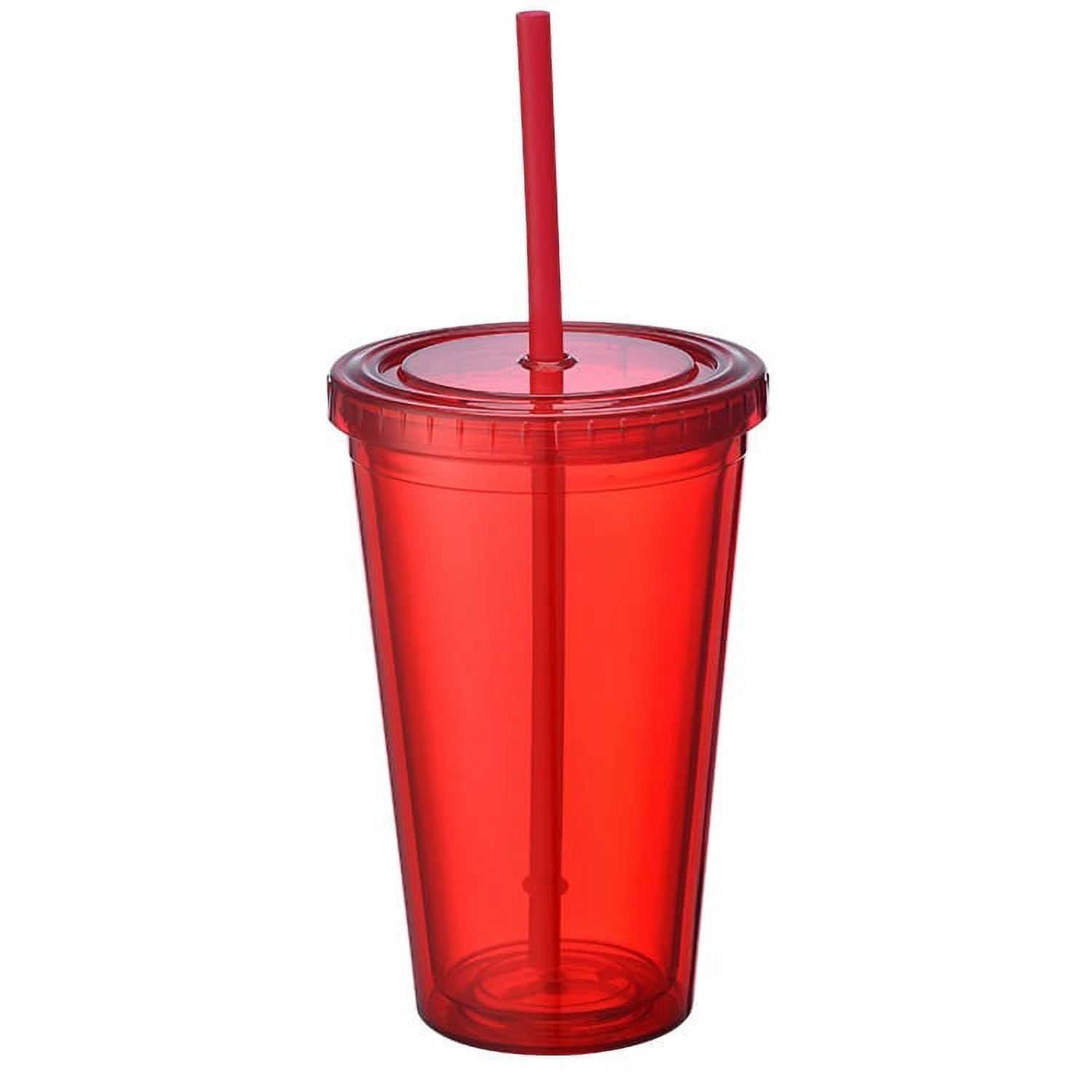 Double-Walled Acrylic Tumbler w/Lid & Straw, 16 Oz Beverage Cup, Choice of  Color