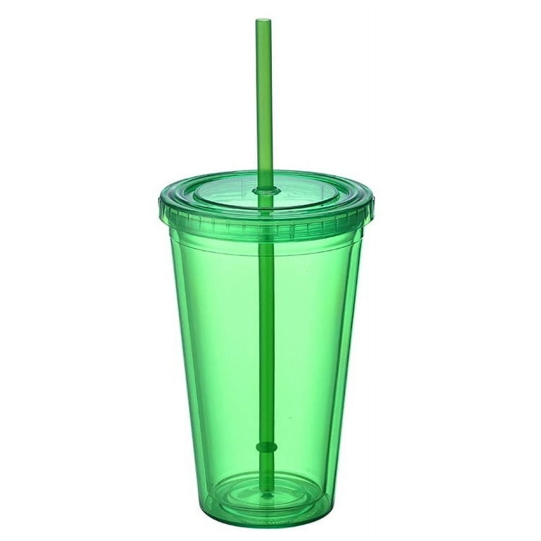 Reusable Double Wall Insulated Acrylic Tumbler Cups with Straw and