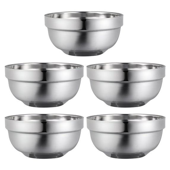 5pcs Double-wall Vacuum Insulated Stainless Steel Bowl, Anti-Shatterproof Soup Bowl,Anti Scald And Anti Drop,Appetizer Snack Bowl,Ice Cream Bowl,Lightweight Salad Bowl,Diameter 5 inches(Black)