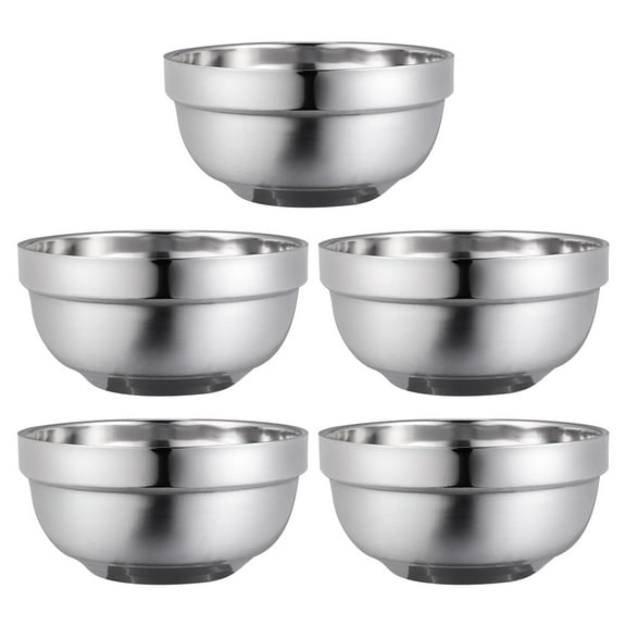5pcs Double-wall Vacuum Insulated Stainless Steel Bowl, Anti-Shatterproof Soup Bowl,Anti Scald And Anti Drop,Appetizer Snack Bowl,Ice Cream Bowl,Lightweight Salad Bowl,Diameter 5 inches(Black)