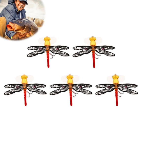5pcs Dragonfly Fishing Lures 2.95 Dragonfly Bait High Simulation Dragon Fly Lures with Hooks for Bass Trout Fishing