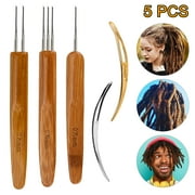 5pcs Dreadlock Crochet Hook Tool Set, EEEkit 0.75mm Braid Hair Dreadlocks Needle Weaving Crochet for Braid Craft, 1 Hook, 2 Hooks, 3 Hooks Crochet Needles and Hair Locking Tool for Hair Dreadlock