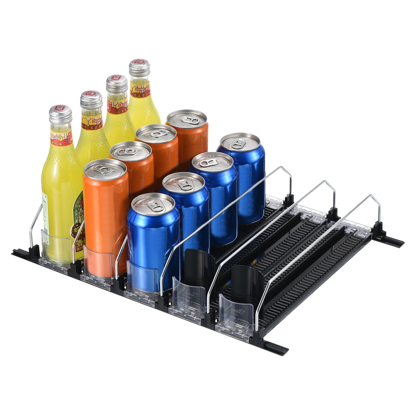 Upgrade Drink Organizer for Fridge, LAKIX Self-Sliding soda Can Dispenser  for Refrigerator and Adjustable Width, 12oz to 20oz holds 25+ Cans(5 Rows
