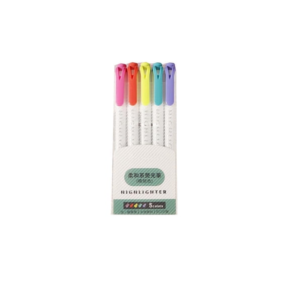 5pcs Dual-Ended Highlighter Pen Set, Smooth Marking Key Pen, Non-Bleeding Ink Design for Notebooks and Journals, High-Value Colored Hand Account Pen, 10 ML Capacity, E