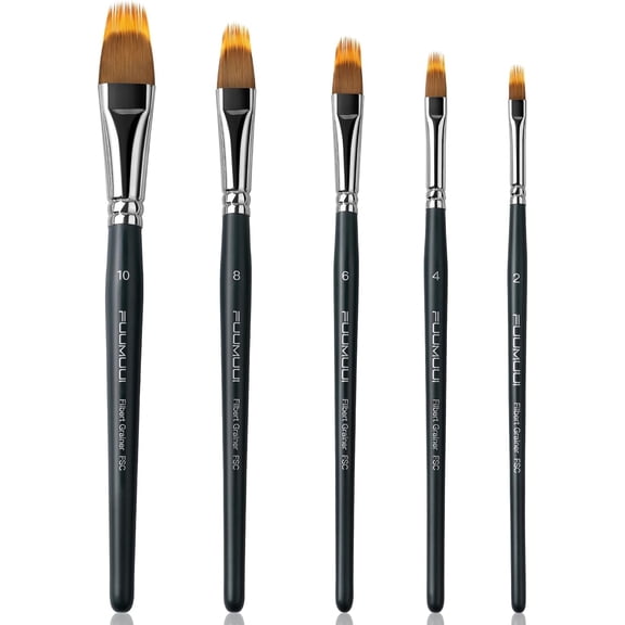 5pcs Dual-Layer Grainer Brush Set- Fuumuui Professional Synthetic Filbert Comb Brushes for Unique Texture Painting Perfect for Artists Acrylic, Watercolor and Oil