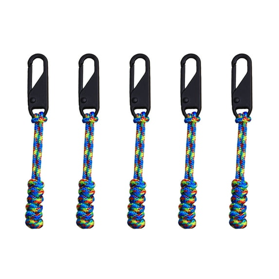 5pcs Durability Polyester Zippers Pulls Universals Alloys Zippers Pulls for Camping Hiking and Outdoor
