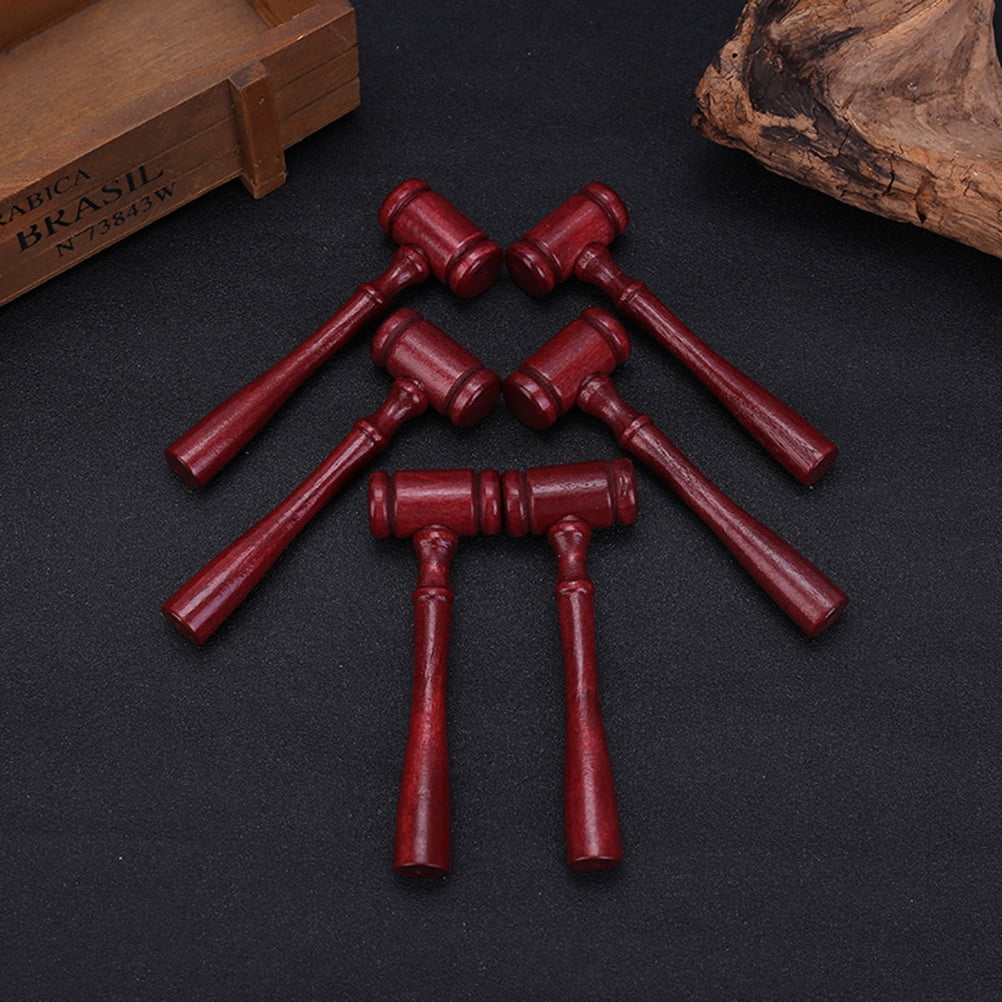 5pcs Durable Judge Gavels Simple Wooden Hammer Plain Mallet Toys Kids
