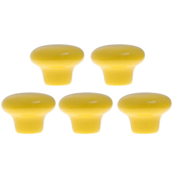 5-Pack Round Ceramic Cabinet Drawer Knobs Pull Handles for Kitchen Cupboards, Size S, Yellow