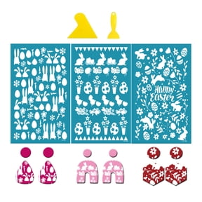 5pcs Earrings Silk Screen Stencils for Clay Reusable Silkscreen Print Clay Jewelry Making Art Craft Supplies Easter