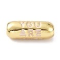 thumbnail image 1 of 5pcs Eco-Friendly Brass Enamel Beads Long-Lasting Plated Real 18K golden Plated Oval with Word You Are White 17.5x7mm Hole: 3mm, 1 of 3