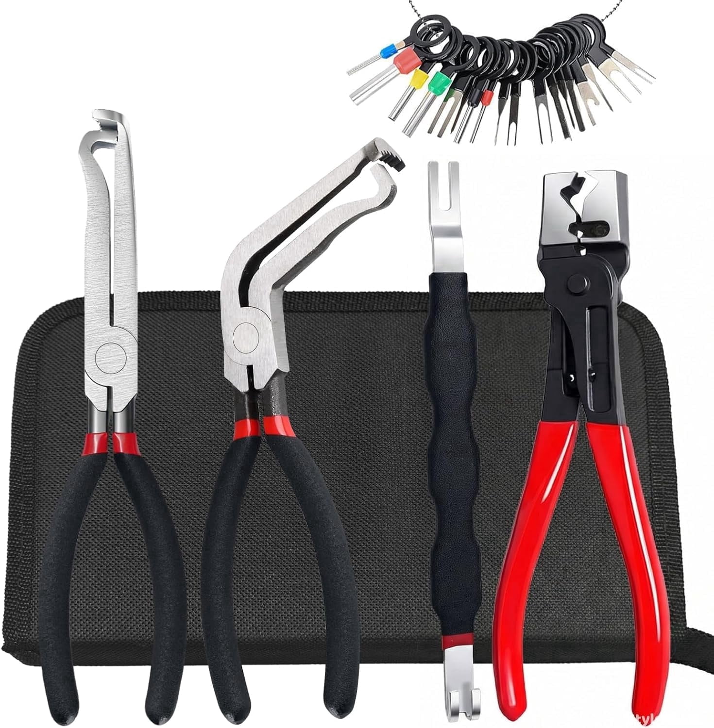 5pcs Electrical Disconnect Pliers and Connector Separator Tool for Cars, with Hose Clamp Pliers and Terminal Pin Removal Tool Set