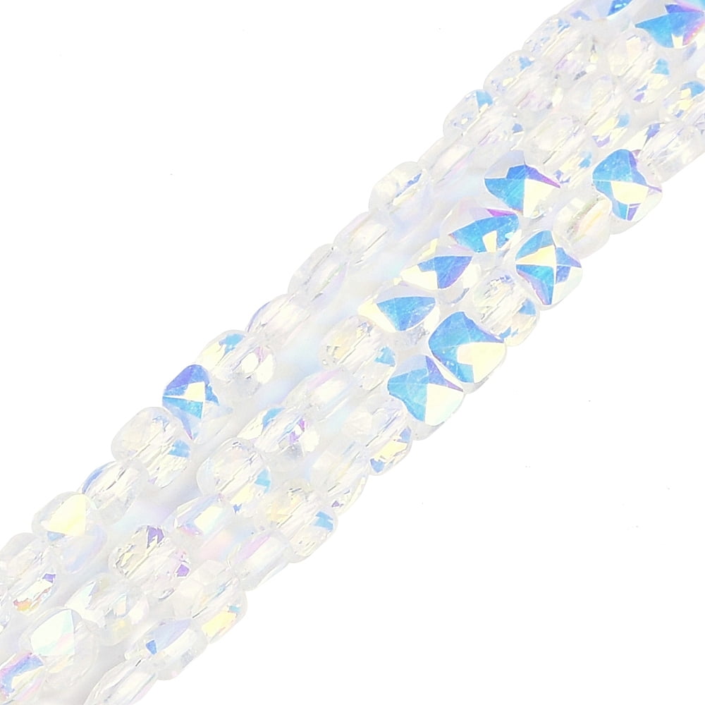 5pcs Electroplate Glass Beads Strands Square Faceted Clear AB 4x4x3mm ...