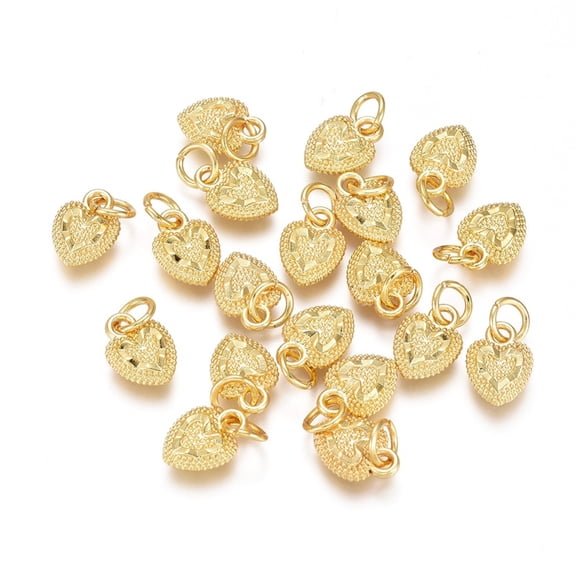 5pcs Electroplated Alloy Long-Lasting with Brass Jump Ring Heart Golden 10x7x2.5mm Hole: 3.5mm