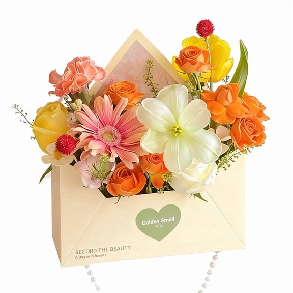 5pcs Elegant Floral Envelope Gift Boxes with Love Letter Pattern, for Valentine's Day Wedding Mother's Day Graduation, DIY Flower Basket (no pearl necklace)