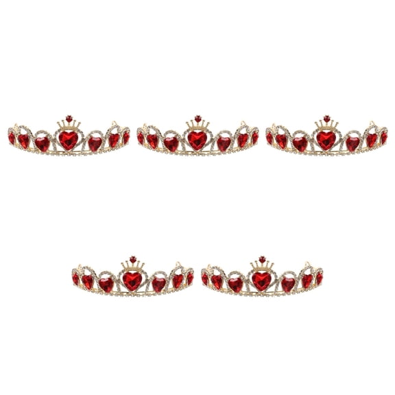 5pcs Elegant Iron Acrylic Copper Crown Wedding Dress Tiara Shiny Bride Crown Tiara Prop