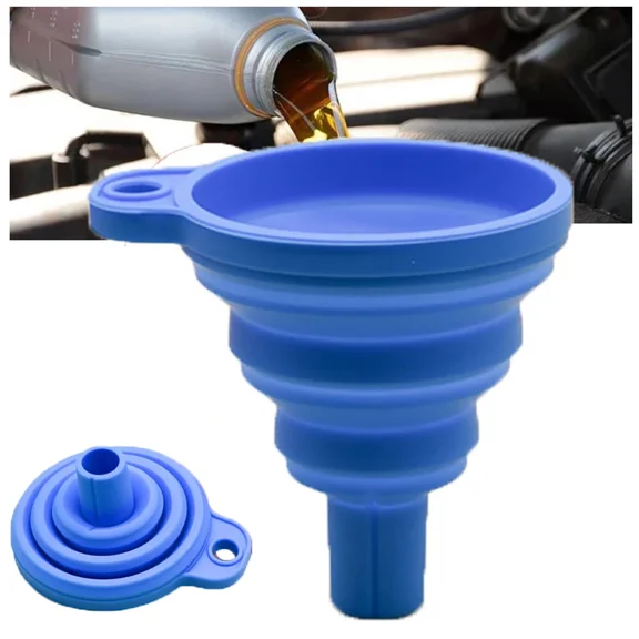 5pcs Engine Funnel Car Universal Silicone Liquid Funnel Washer Fluid Change Foldable Portable Auto Engine Oil Petrol Change Funnel
