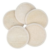 5pcs Exfoliating Loofah Sponge Pads, Ghojet Large 3.94 In- 100% Natural Luffa and Terry Cloth Materials, Loofa Sponge Scrubber Body Glove Close Skin for Men & Women, Perfect for Bath Spa & Shower