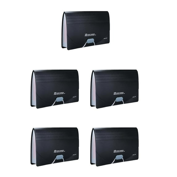 5pcs Expanding File Coupon Accordion File Folder Organizer Binder Wallet Hand-Held Accordion File Bag For Cards Bills Receipts Checks Invoice Pouch With Label
