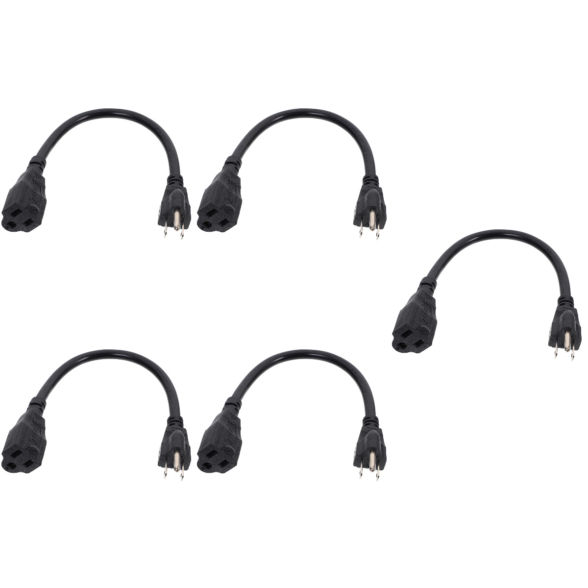 5pcs Extension Cord 3 Pronged Electrical Extension Cable 14A Power Cord With US Plug