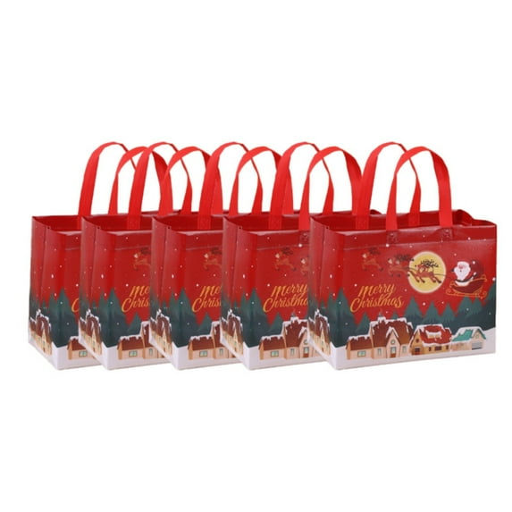 5pcs Extra Large Bags Large Christmas Tote Bags with Handles Reusable Non Woven Gift Bags Shopping Bags Christmas Gifts Wrapping Party/ Christmas Gift Bag Red