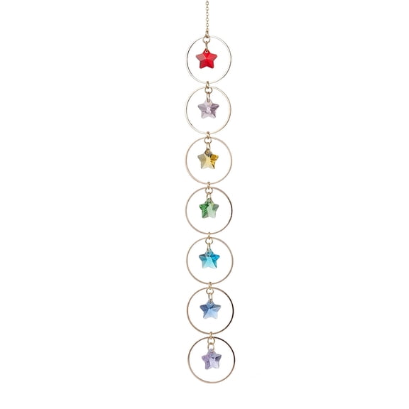 5pcs Faceted Glass Suncatchers Rainbow Maker Decorations with Brass Cable Chains Star 295mm Pendants: 13x13x7mm