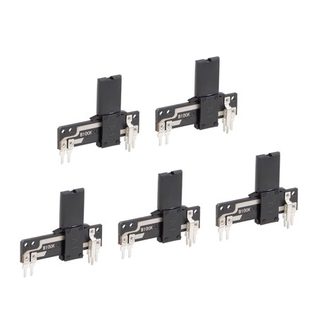 5pcs Fader Variable Resistors 35mm Straight Slide Potentiometer B100K Ohm Linear Double Potentiometers