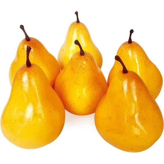 5pcs Fake Pear Artificial Fruit Faux Pears for Photo Props Home Decoration(Yellow)