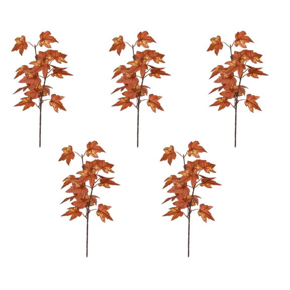 5pcs Fall Artificial Maple Leaves Branches, 13.4" Autumn Faux Maple Leaf Stems Picks Decor for Thanksgiving, Halloween, Wedding, Home, Party