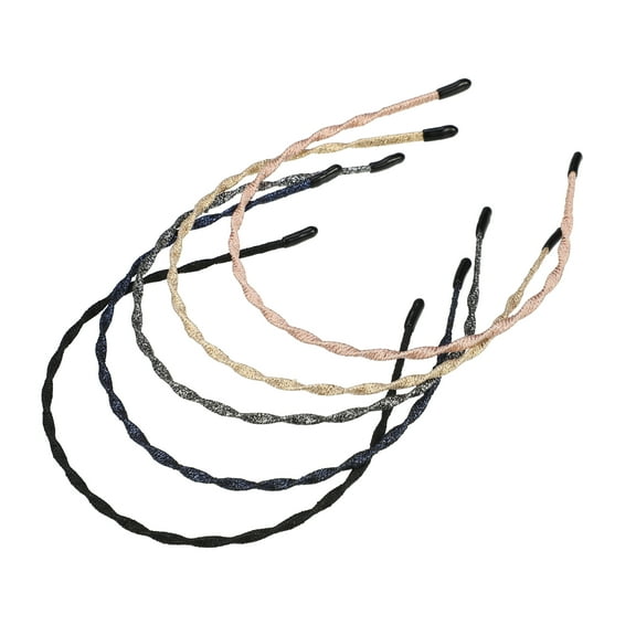 5pcs Fashion Design Thin Cloth Headbands for Women Gold Tone Deep Blue Pink Black Silver Tone 5.12"x0.2"