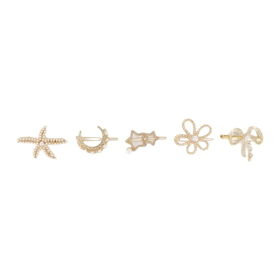 5pcs Fashion Grace Starfish Hair Clips Hairdo Clip for Girls for Women Gold Tone