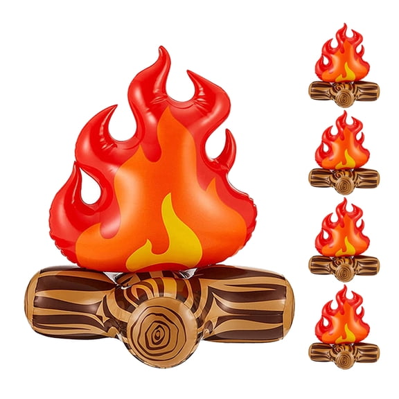 5pcs Faux Campfire Inflatable Decoration: Fake Fire Flame Props For Camping Party Holiday Decor - For Indoor Outdoor Use