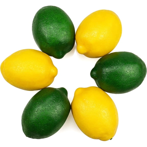 5pcs Faux Limes,Fake Lemons,Lifelike Artificial Limes,Fake Green Lemons Artificial Fruit Lemon for Home Kitchen Party Decoration 5pcs(Large Size 3.5" X 2.1")