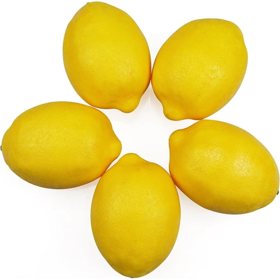 5pcs Faux Limes,Fake Lemons,Lifelike Artificial Limes,Fake Green Lemons Artificial Fruit Lemon for Home Kitchen Party Decoration 5pcs(Large Size 3.5" X 2.1")