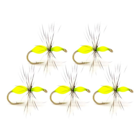 5pcs Fish Tackle Fly Hook Artificial Insect Lure Hair Hook Insects Hook Bait Ant Lures Fly Fishing YELLOW 12#