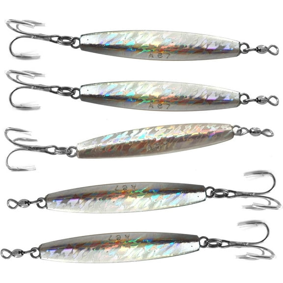 5pcs Fish WOW! 6oz Diamond Jig Mylar Holographic Laser jigs with a Treble Hook