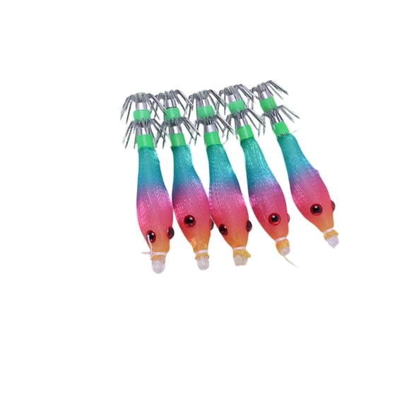 5pcs Fishing Lures Glow Jigs Hook Shrimp Lure Baits for Freshwater Saltwater Cuttlefish Hooks Squid Jigs