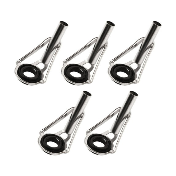 5pcs Fishing Rod Tip Repair Kit 0.118" Dia Fishing Rod Guides Eyelets Repair Kit Metal Rod Tip Guide Rings Replacement Silver Tone Black