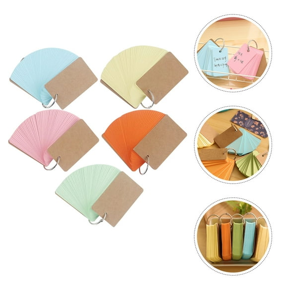 HEANUJJ 5-Pack Blank Index Cards with Hole Punch and for Note Taking, Study, Organization, and Daily Use