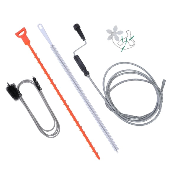 5pcs Flexible Pipe Cleaners Pipe Unblocker Set 118 Inch Spirals 61Inch Brush 19.7Inch Snake for Effective Drain Cleaning