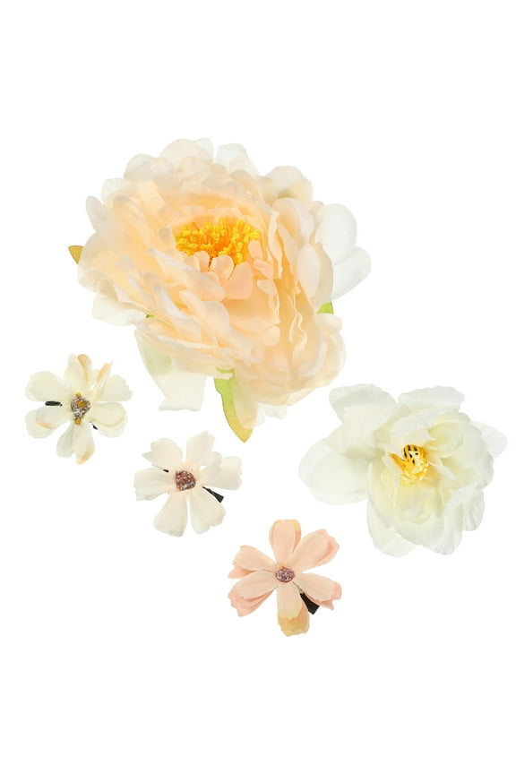 5pcs Flower Hair Clips Fake Flowers for Hair Flower Hair Accessories for Women and Girls Orange White