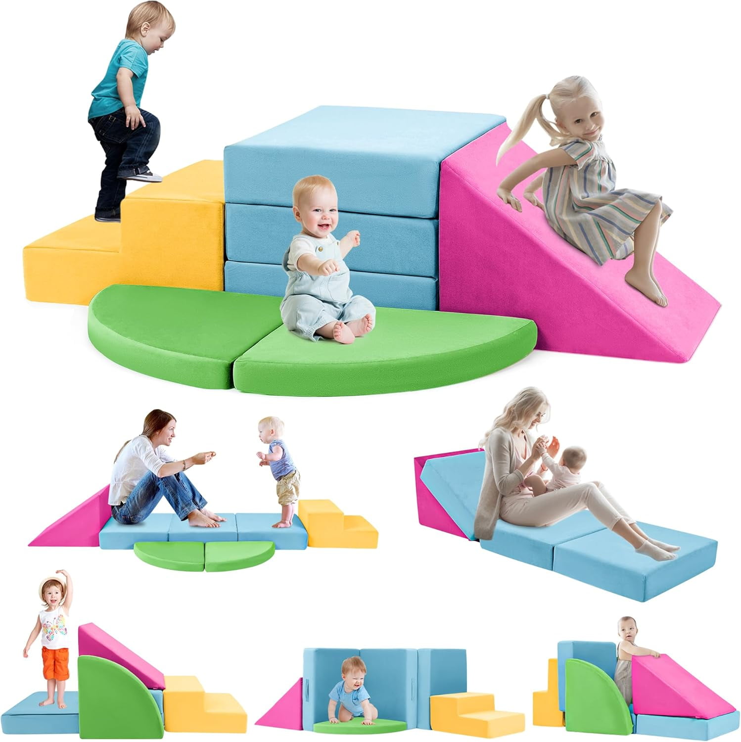 5pcs Foam Climbing Blocks for Toddlers 1-3, Safety First Baby Climbing ...