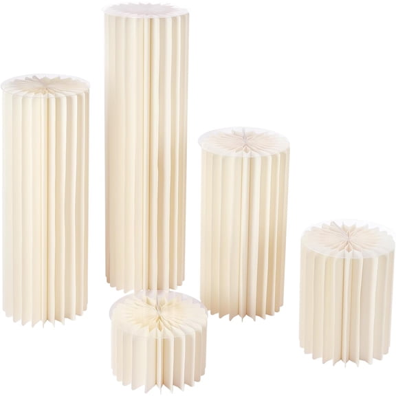 5pcs Foldable Cardboard Centerpiece Display Wedding Cardboard Vases Round Cylinder Pedestal Stands Set Used for Wedding Party