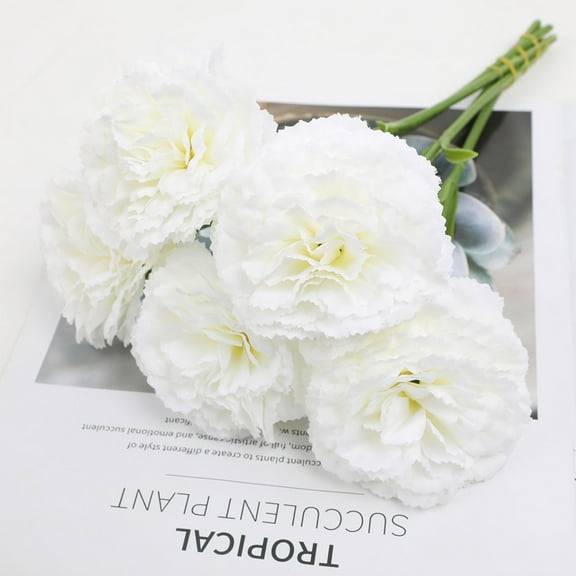 5pcs For Elegant Artificial Carnation Flowers for Wedding and Home Styling