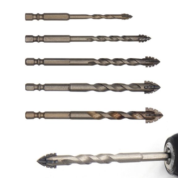 5pcs Four-Flute Eccentric Drill Drilling Glass Tile Punching Triangle Drill Bits