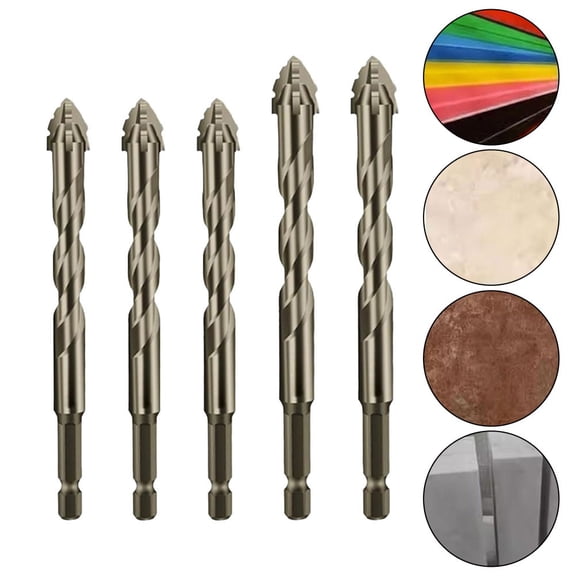 5pcs Four-Flute Eccentric Drill Drilling Glass Tile Punching Triangle Drill bit