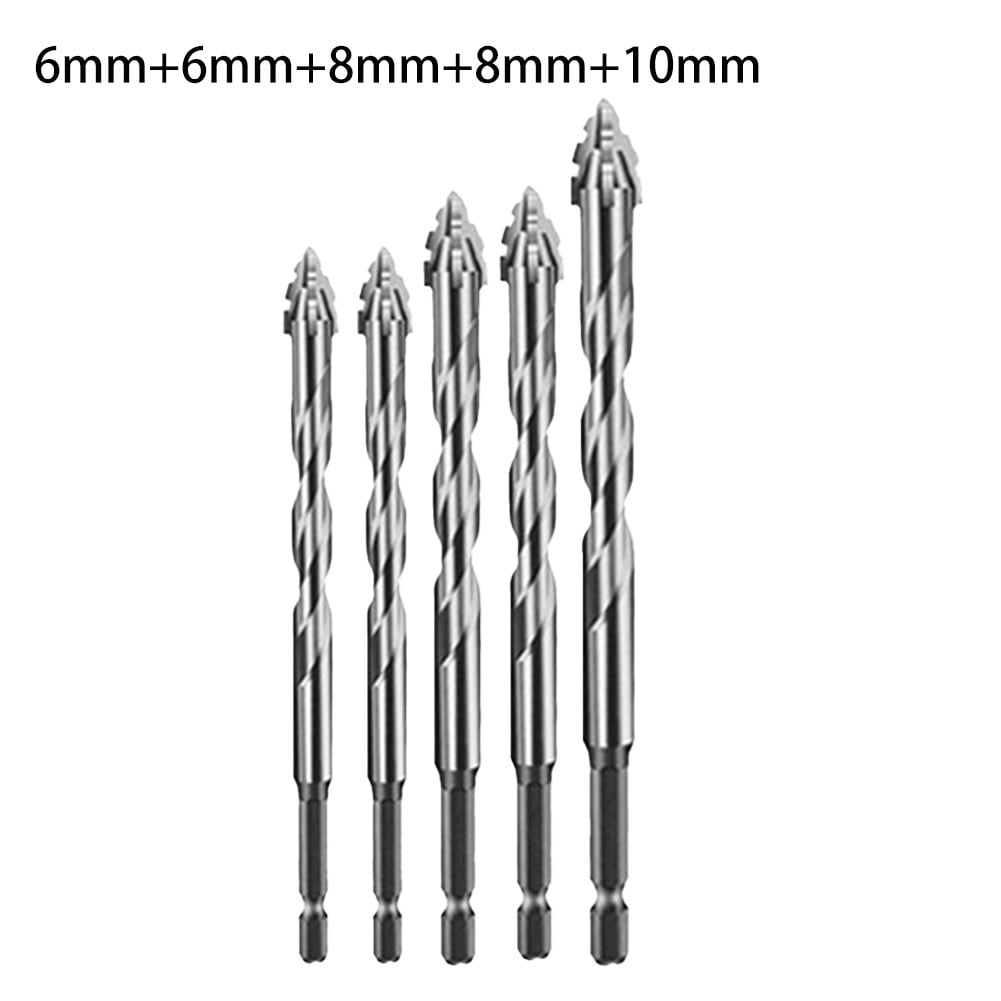 5pcs Four-Flute Eccentric Drill Drilling Glass Tile Punching Triangle ...