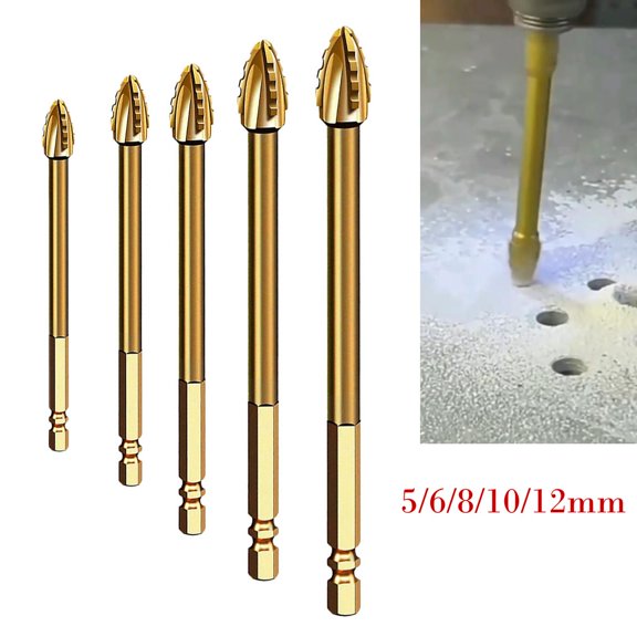 5pcs Four-Flute Eccentric Drill Drilling Glass Tile Punching Triangle Drill bit
