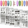 thumbnail image 1 of 5pcs French Nail Art Templates Mixed Line Nail Stamping Plates Vintage Chain Flower Nail Art Stencils Stainless Steel Nail Image Plates for DIY Nail Design Print Manicure Salon, 1 of 7