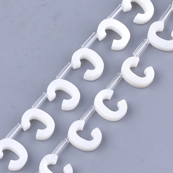 5pcs Freshwater Shell Beads Top Drilled Beads Letter.C 10x8x3mm Hole: 0.8mm